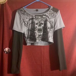 skulls long sleeve crop top